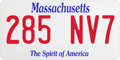 MA license plate 285NV7