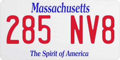 MA license plate 285NV8