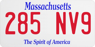 MA license plate 285NV9