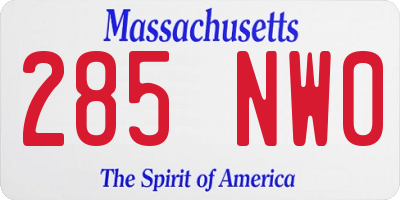 MA license plate 285NW0