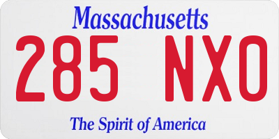 MA license plate 285NX0