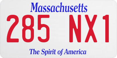 MA license plate 285NX1