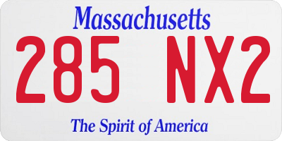 MA license plate 285NX2