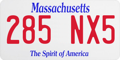 MA license plate 285NX5