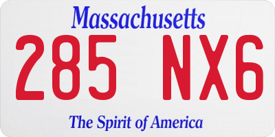 MA license plate 285NX6