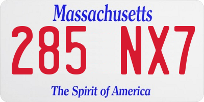 MA license plate 285NX7