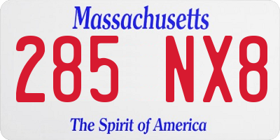 MA license plate 285NX8
