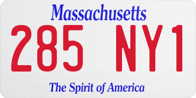 MA license plate 285NY1