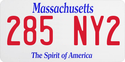 MA license plate 285NY2