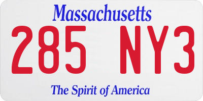 MA license plate 285NY3