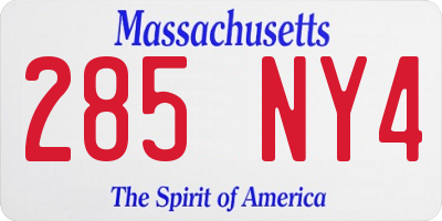 MA license plate 285NY4