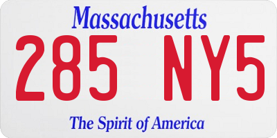 MA license plate 285NY5