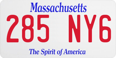 MA license plate 285NY6