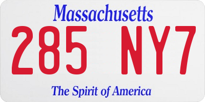 MA license plate 285NY7