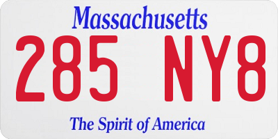 MA license plate 285NY8