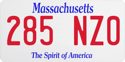 MA license plate 285NZ0