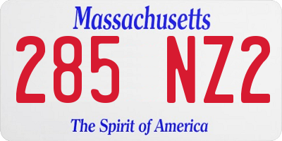 MA license plate 285NZ2