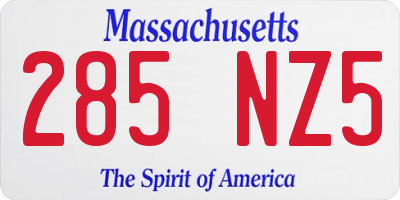 MA license plate 285NZ5