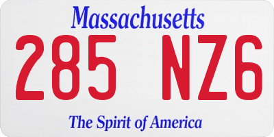 MA license plate 285NZ6