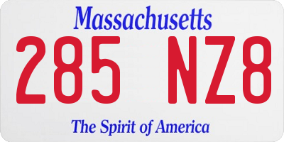 MA license plate 285NZ8
