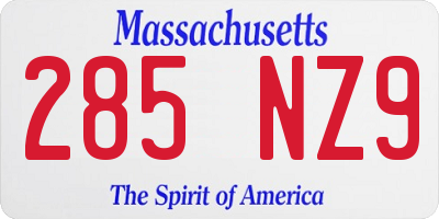 MA license plate 285NZ9