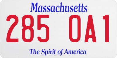 MA license plate 285OA1