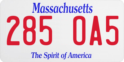 MA license plate 285OA5