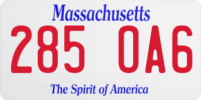 MA license plate 285OA6