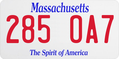 MA license plate 285OA7