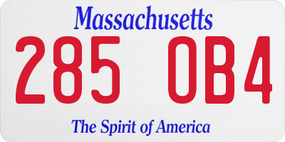 MA license plate 285OB4