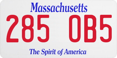 MA license plate 285OB5