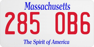 MA license plate 285OB6