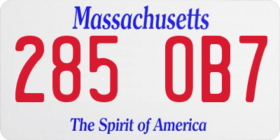 MA license plate 285OB7
