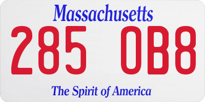 MA license plate 285OB8