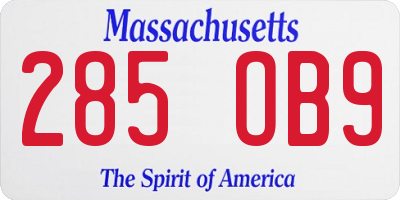 MA license plate 285OB9