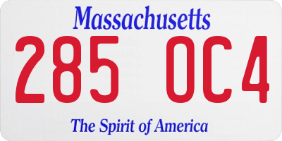 MA license plate 285OC4