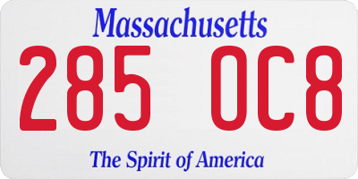 MA license plate 285OC8
