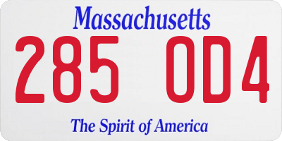 MA license plate 285OD4