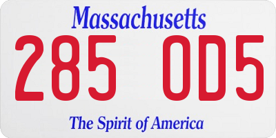 MA license plate 285OD5