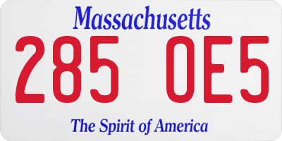 MA license plate 285OE5