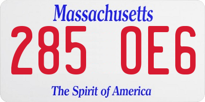 MA license plate 285OE6