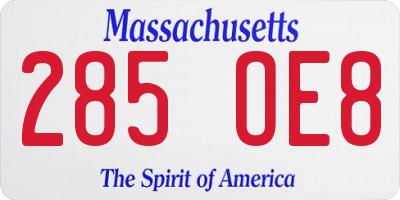 MA license plate 285OE8