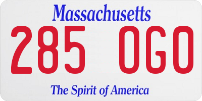 MA license plate 285OG0