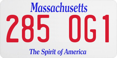 MA license plate 285OG1