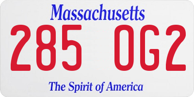 MA license plate 285OG2