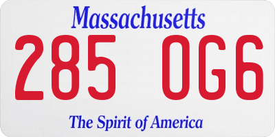 MA license plate 285OG6