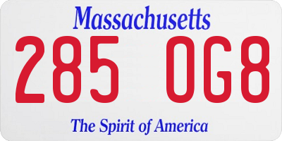 MA license plate 285OG8