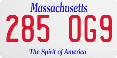 MA license plate 285OG9