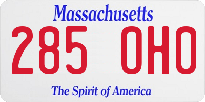 MA license plate 285OH0