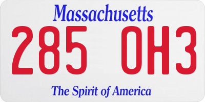 MA license plate 285OH3